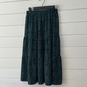 Merokeety Dark Green Polka Dot Midi Skirt